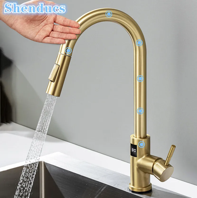 Brushed Gold Digital Kitchen Faucet Shenducs 304 Stainless Steel Hot Cold Kitchen Sink Mixer Tap Sensor Touch on Kitchen Faucet
Brushed Gold Digital Kitchen Faucet Shenducs 304 Stainless Steel Hot Cold Kitchen Sink Mixer Tap Sensor Touch on Kitchen Faucet