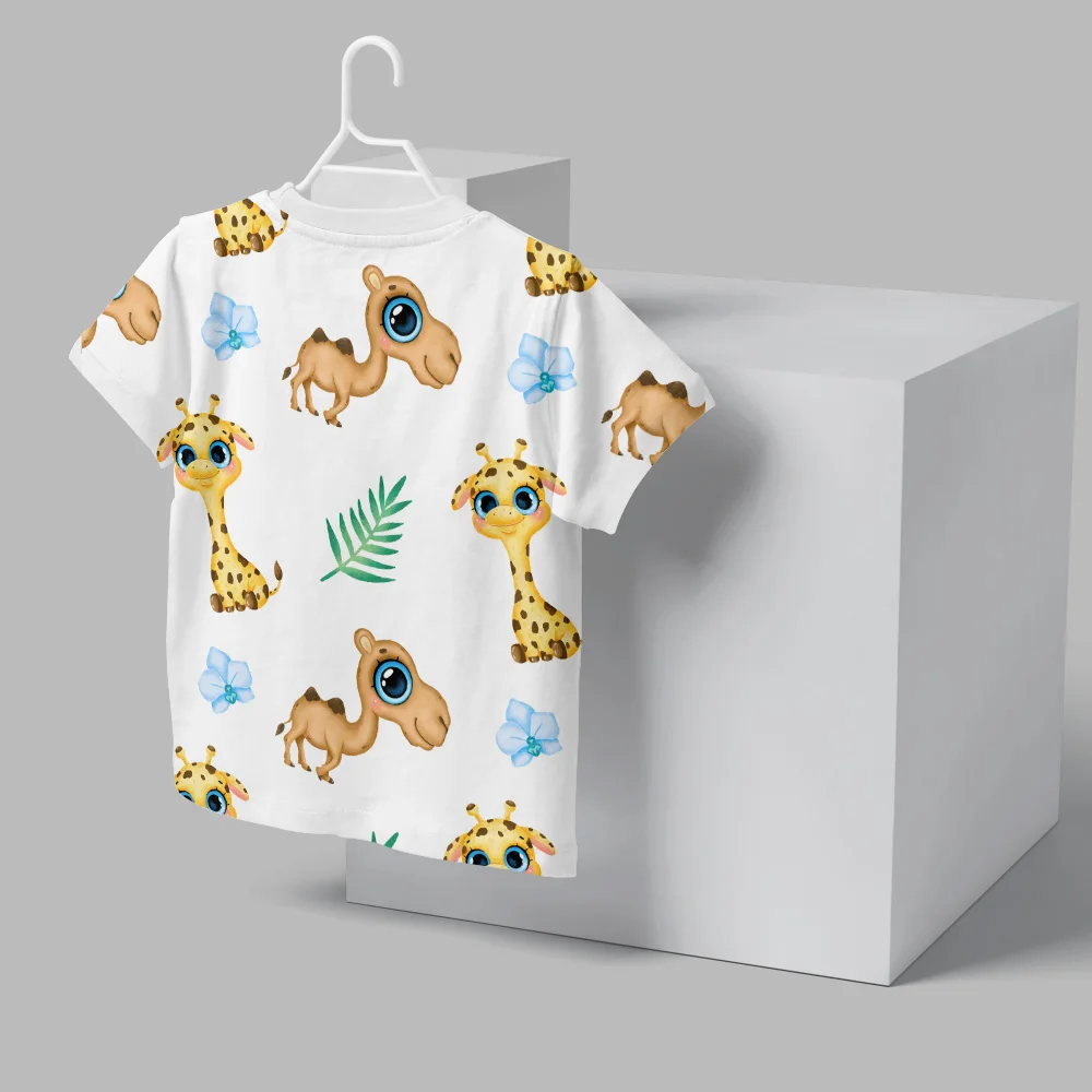 Summer boys and girls camel giraffe short-sleeved T-shirt new animal print all loose top small large children multi-size top
Summer boys and girls camel giraffe short-sleeved T-shirt new animal print all loose top small large children multi-size top