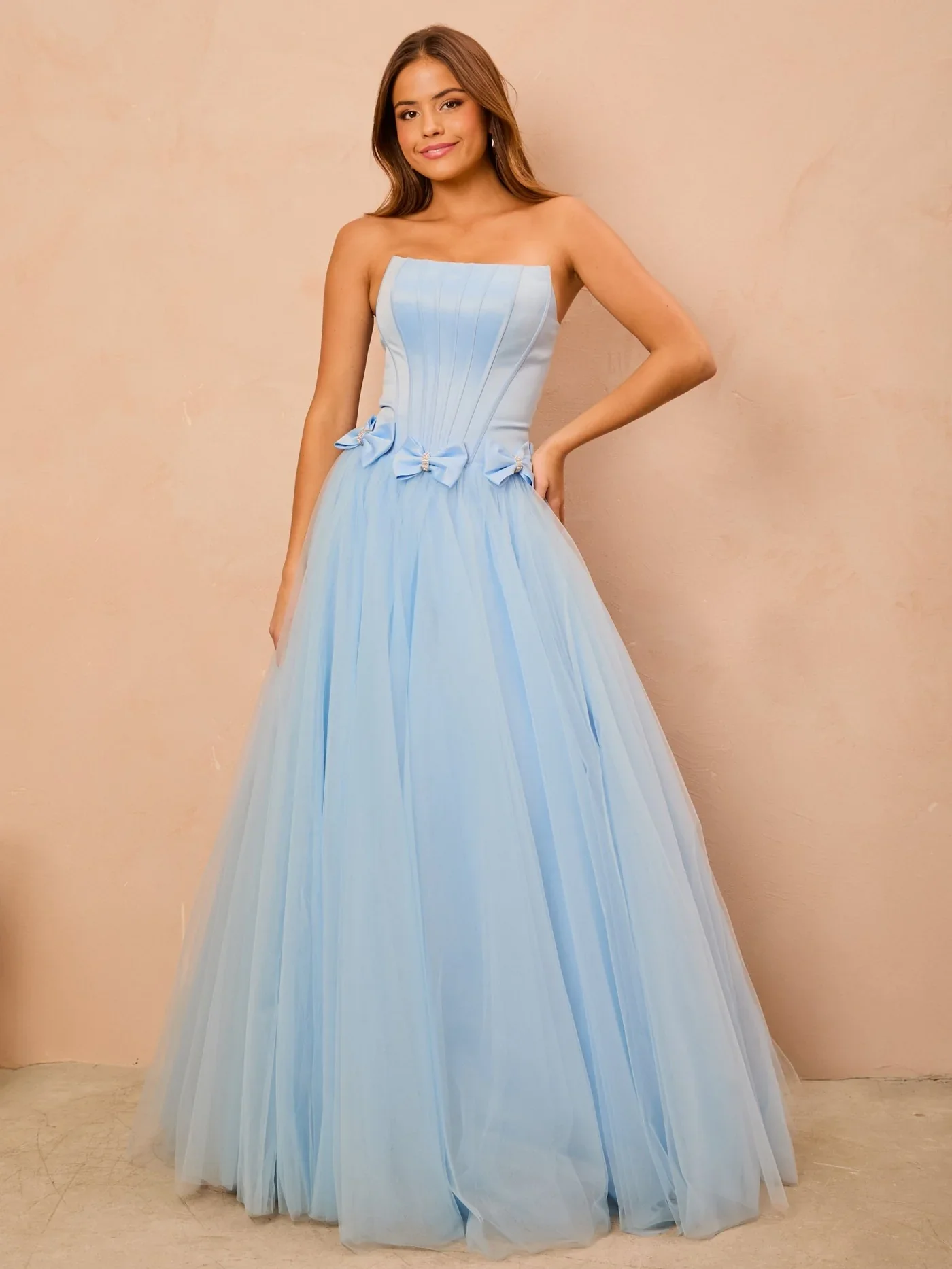 Elegant Sky Blue Strapless Diamond Bow Gala Dress Customized Pleat A-line patchwork Mesh Formal Prom Saudi Prom Gown Vestidos
Elegant Sky Blue Strapless Diamond Bow Gala Dress Customized Pleat A-line patchwork Mesh Formal Prom Saudi Prom Gown Vestidos