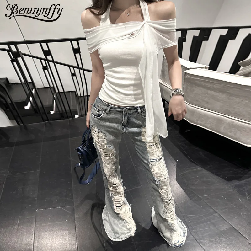 Benuynffy Low-rise Retro Ripped Flared Jeans Women's Streetwear Korean Fashion Slim Washed Bell Bottom Denim Pants 2025 New
Benuynffy Low-rise Retro Ripped Flared Jeans Women's Streetwear Korean Fashion Slim Washed Bell Bottom Denim Pants 2025 New