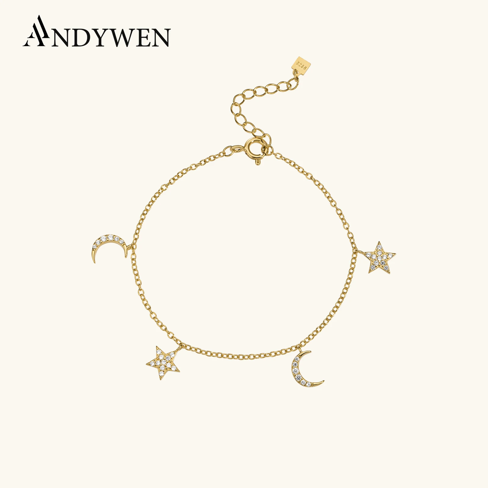 ANDYWEN 2020 New 925 Sterling Silver Star Moon Charm Bracelet Chain Women Luxury Fashion Jewelry Luxury Crystal Party Jewelry
ANDYWEN 2020 New 925 Sterling Silver Star Moon Charm Bracelet Chain Women Luxury Fashion Jewelry Luxury Crystal Party Jewelry