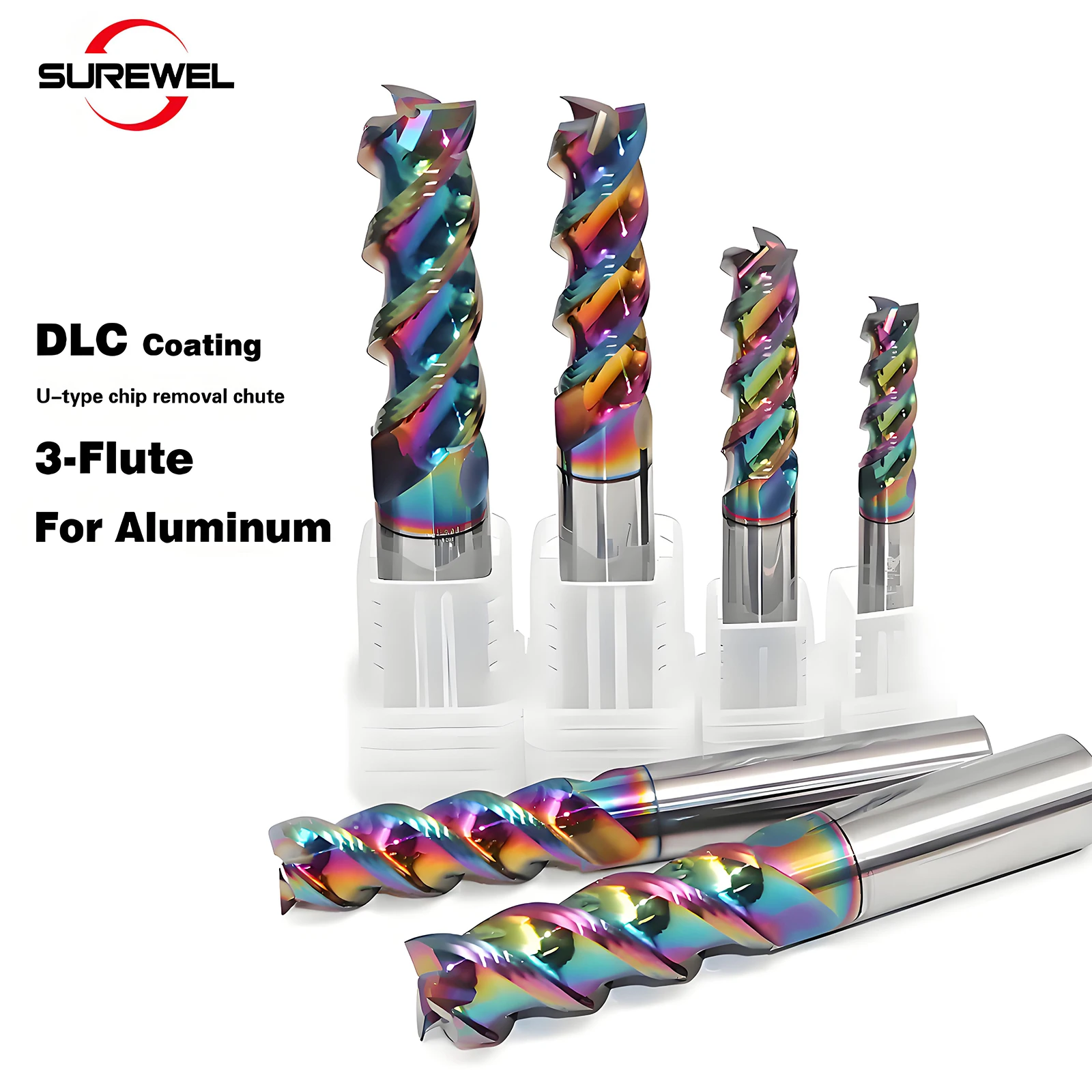 SUREWEL HRC60 Carbide 3 Flute End Mill 2mm to 1mm DLC Coating High Efficiency Aluminum Milling Cutter Tools
SUREWEL HRC60 Carbide 3 Flute End Mill 2mm to 1mm DLC Coating High Efficiency Aluminum Milling Cutter Tools
