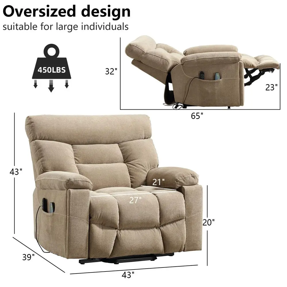 Dual Motor Power Lift Recliner Chair for Elderly, 27 ExtraWide Seat 450 lbs Weight Capacity Infinite Position Adjustment, with
Dual Motor Power Lift Recliner Chair for Elderly, 27 ExtraWide Seat 450 lbs Weight Capacity Infinite Position Adjustment, with