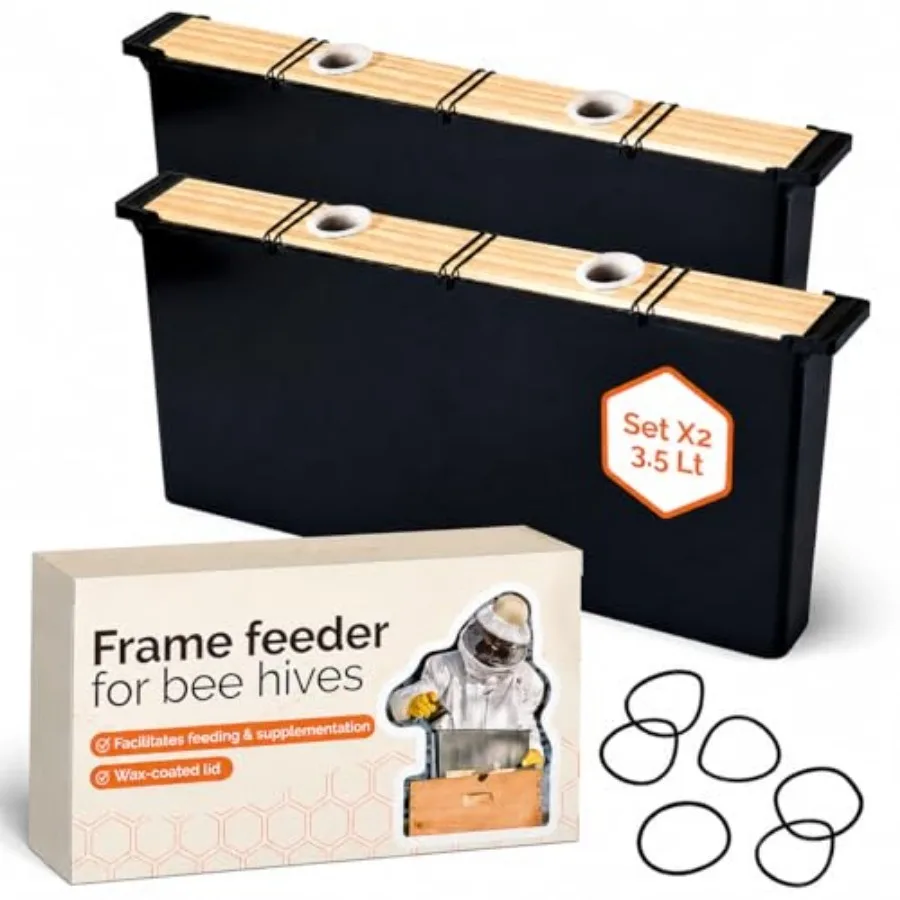 Bee Feeder - Beeswax-Treated Wood -2 Pack 3.5L Bee Feeders for Hives - 19Lx8.6Hx1.9W In -Easy to Use and Clean -Feeding and Sup
Bee Feeder - Beeswax-Treated Wood -2 Pack 3.5L Bee Feeders for Hives - 19Lx8.6Hx1.9W In -Easy to Use and Clean -Feeding and Sup