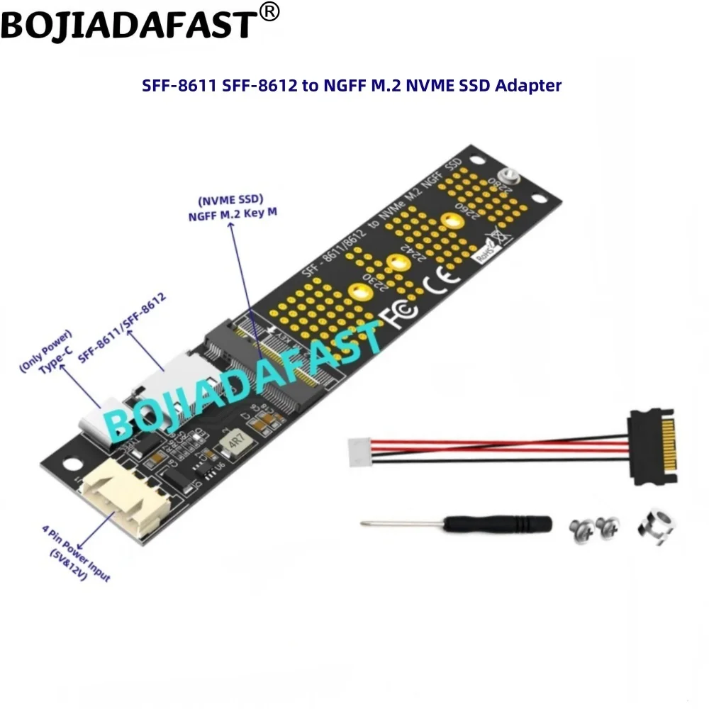 Oculink SFF-8611 SFF-8612 to NGFF M.2 Key-M 2280 M2 NVME SSD Adapter Card & SATA 15PIN Power Cable
Oculink SFF-8611 SFF-8612 to NGFF M.2 Key-M 2280 M2 NVME SSD Adapter Card & SATA 15PIN Power Cable