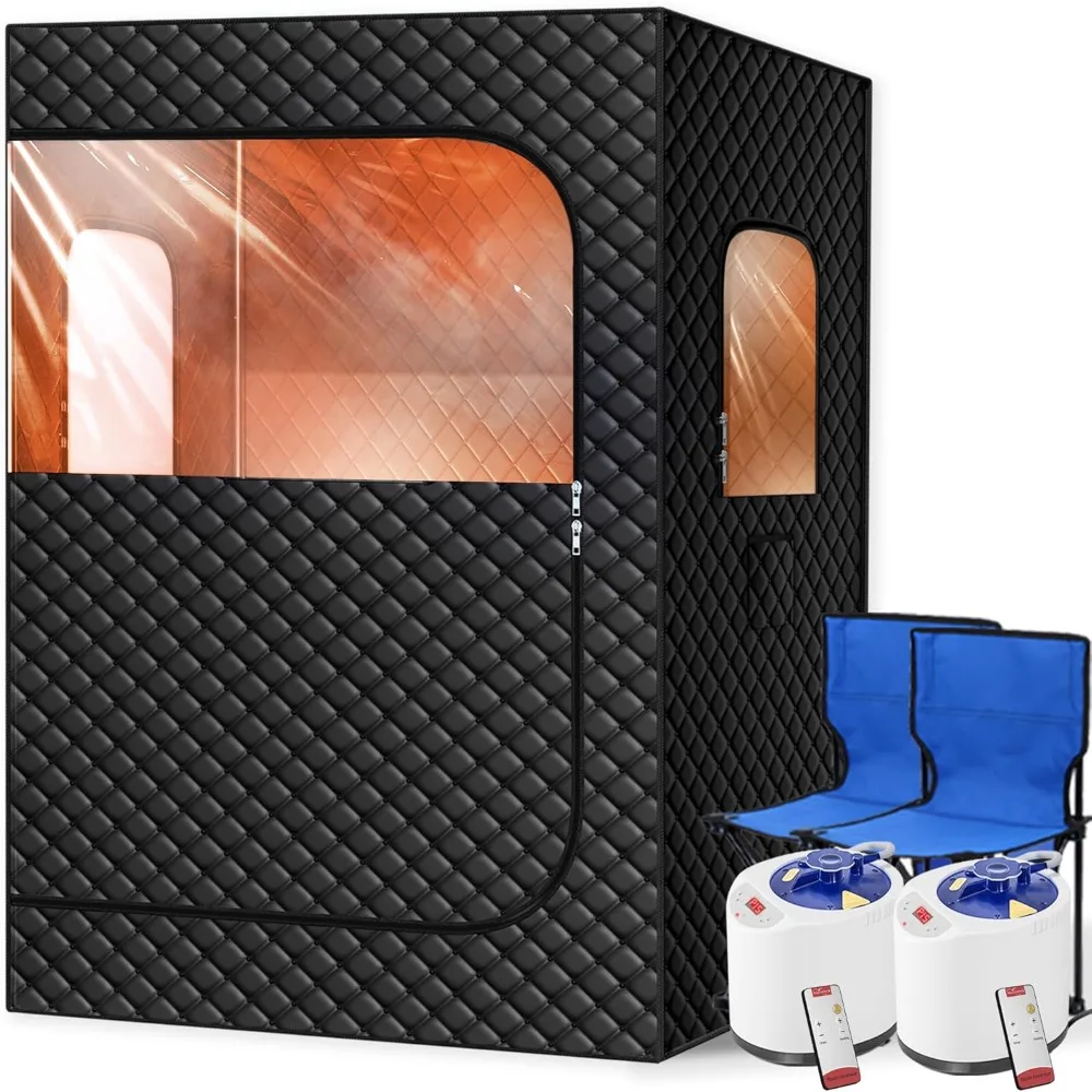 2 Person Portable Steam Sauna for Home, Extra Large Sauna Box, Upgraded 2 Steamer, 2 Foldable Chair & Remote Control
2 Person Portable Steam Sauna for Home, Extra Large Sauna Box, Upgraded 2 Steamer, 2 Foldable Chair & Remote Control