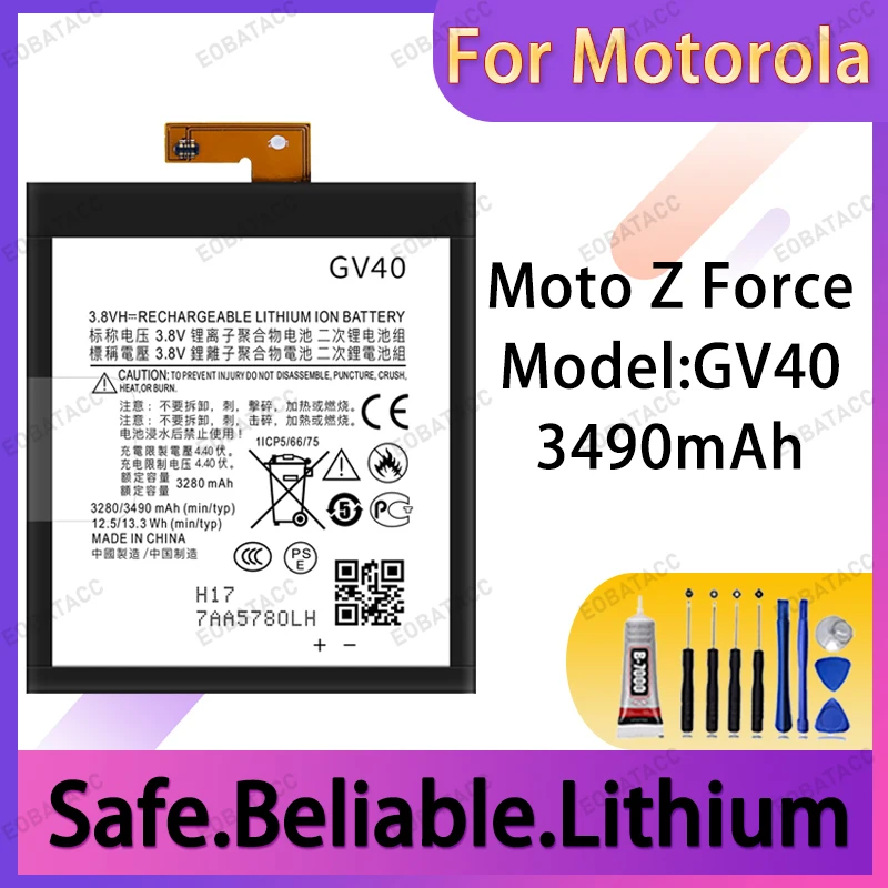 100% Brand New GV40 Battery For Motorola Moto Z Force Large capacity Batteries+Free Tools
100% Brand New GV40 Battery For Motorola Moto Z Force Large capacity Batteries+Free Tools