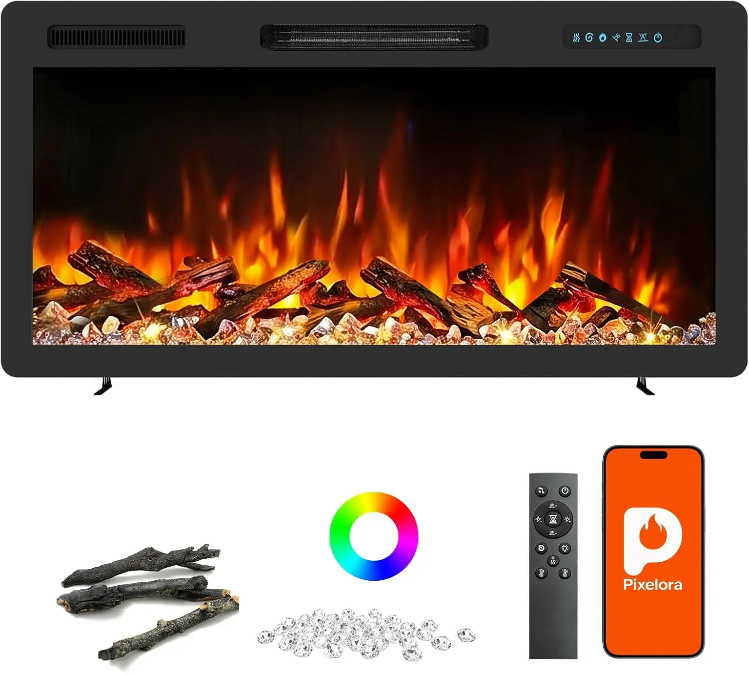 Wall Fireplace for Bedroom, Metal Material, Multiple Colors, 750W/1500W Heater with App/Remote/Touch Control and Child Lock
Wall Fireplace for Bedroom, Metal Material, Multiple Colors, 750W/1500W Heater with App/Remote/Touch Control and Child Lock