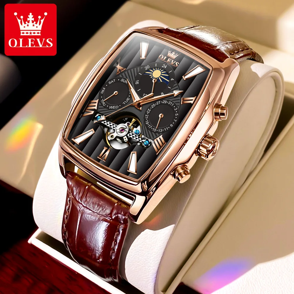OLEVS Brand Luxury Tourbillon Mechanical Watch for Men Waterproof Luminous Fashion Moon Phases Mens Watches Relogio Masculino
OLEVS Brand Luxury Tourbillon Mechanical Watch for Men Waterproof Luminous Fashion Moon Phases Mens Watches Relogio Masculino
