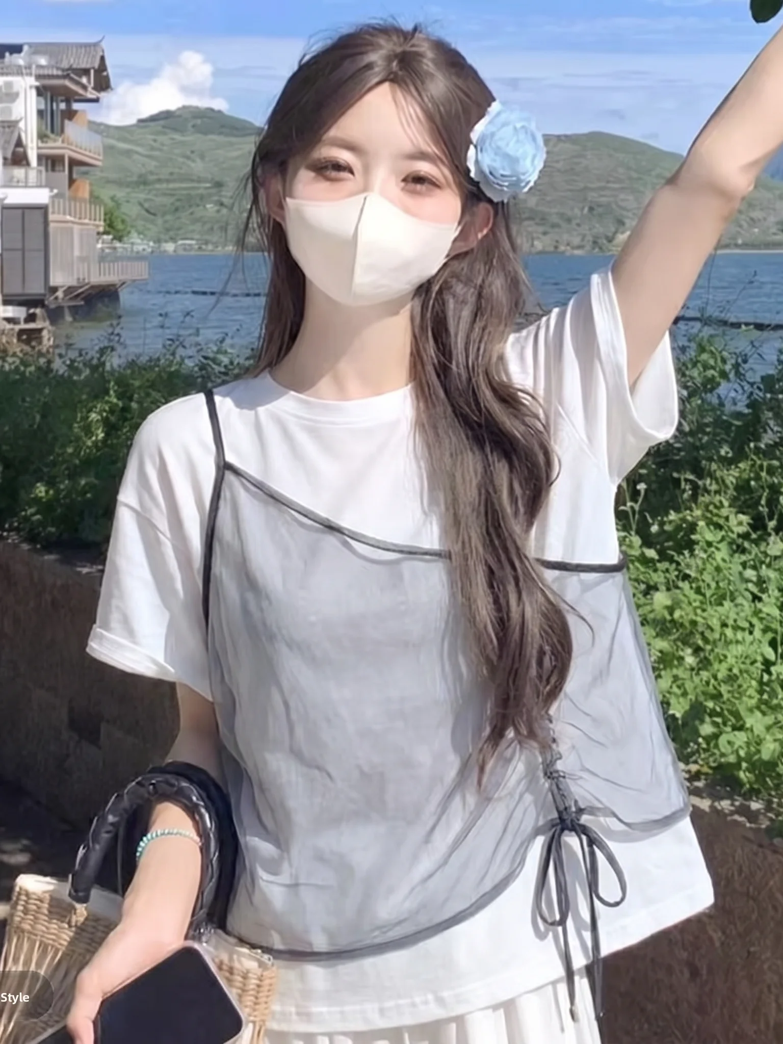 Gray Unique Fake Two-Piece Short Sleeve T-Shirt Women's Loose Summer Top Casual Chic Chinese Style round Neck Basic Fit
Gray Unique Fake Two-Piece Short Sleeve T-Shirt Women's Loose Summer Top Casual Chic Chinese Style round Neck Basic Fit