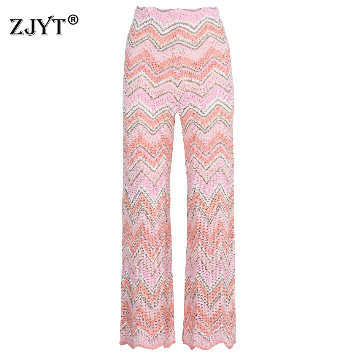 ZJYT Summer Women's Knitted Pants Striped Elastic Waist Retro Wide Leg Casual Trousers Female Bottoms Elegant Woman Clothing
ZJYT Summer Women's Knitted Pants Striped Elastic Waist Retro Wide Leg Casual Trousers Female Bottoms Elegant Woman Clothing