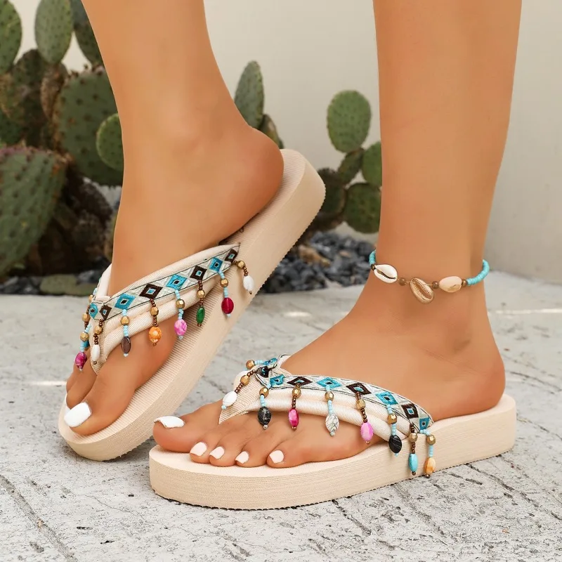 Summer Boho Style Flat Slippers for Women 2025new Lightweight and Comfortable Large Size Women's Shoes Platform Sliding Slippers
Summer Boho Style Flat Slippers for Women 2025new Lightweight and Comfortable Large Size Women's Shoes Platform Sliding Slippers