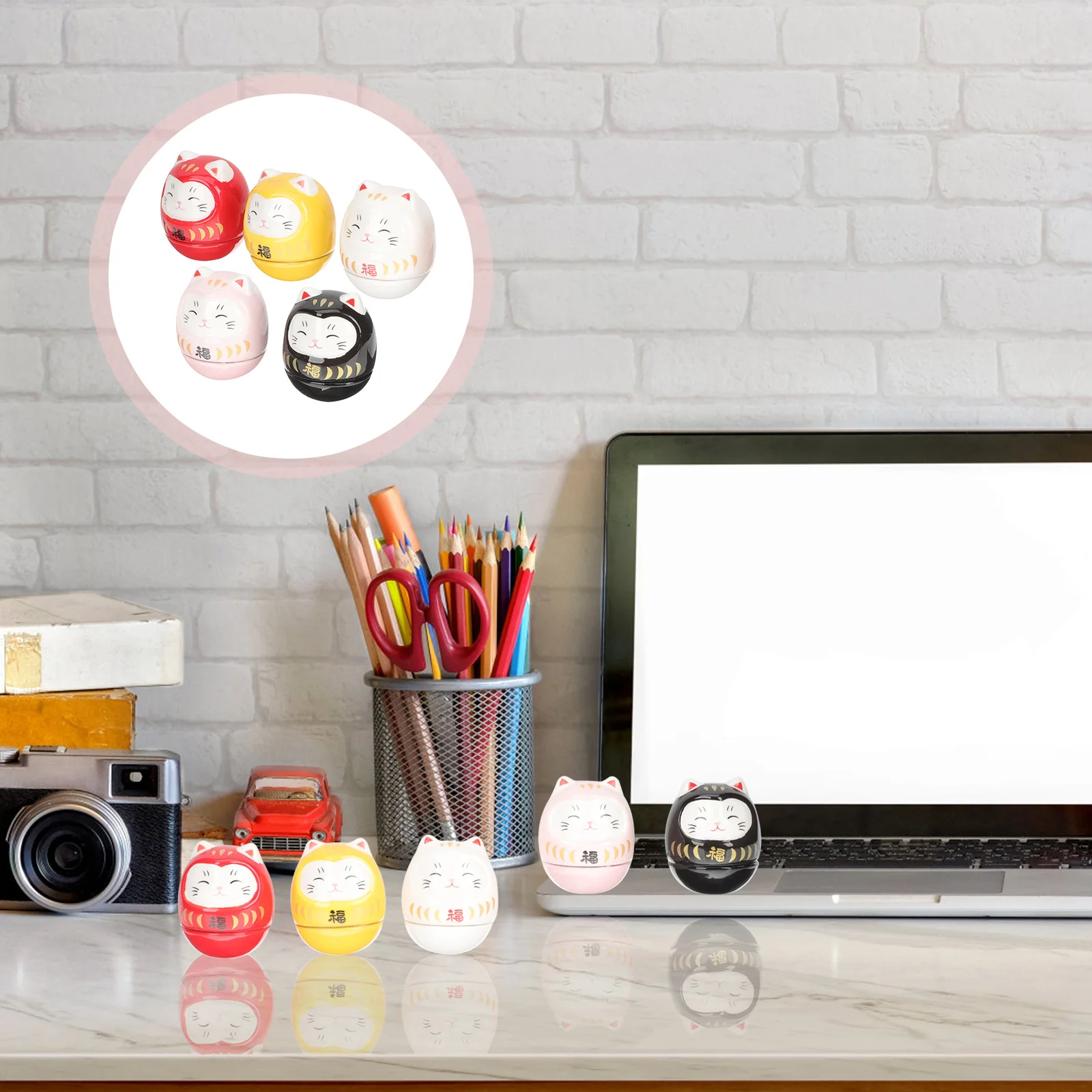 5Pcs Ceramic Cat Desktop Tumbler Ornament Home Office Decoration Cat Tumbler Ornament Home Decoration Lovely Adornment 
5Pcs Ceramic Cat Desktop Tumbler Ornament Home Office Decoration Cat Tumbler Ornament Home Decoration Lovely Adornment