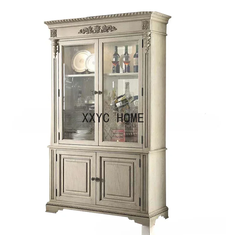 American solid wood dining side cabinet custom furniture dining room log oak retro old carved four-door locker
American solid wood dining side cabinet custom furniture dining room log oak retro old carved four-door locker