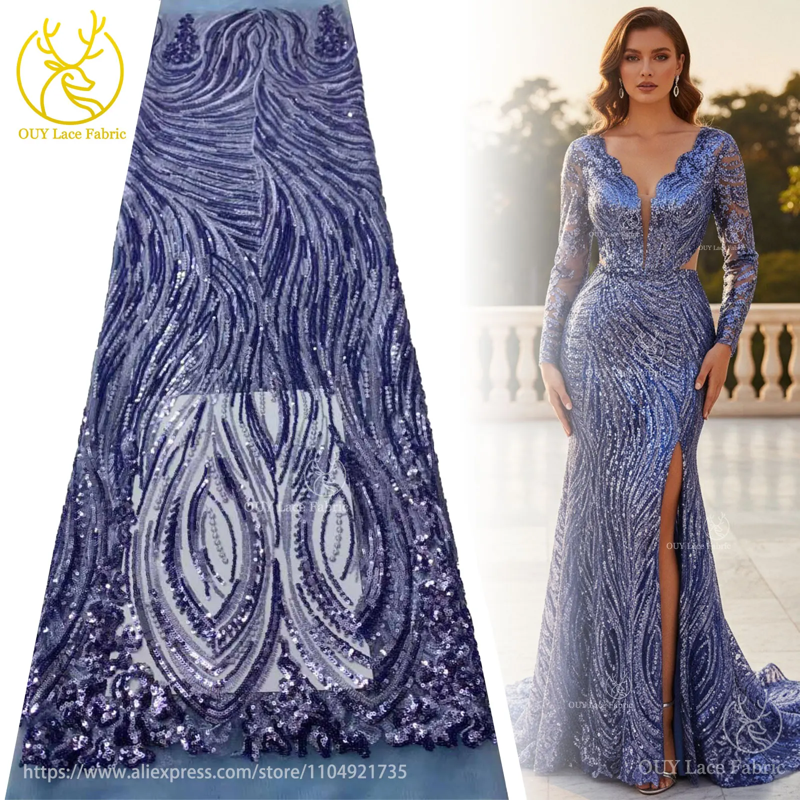 Newest African Sequin Lace Fabric 2025 High Quality French Luxury Sequin Tulle Lace Fabric 5 Yards For Women's Party Dresses
Newest African Sequin Lace Fabric 2025 High Quality French Luxury Sequin Tulle Lace Fabric 5 Yards For Women's Party Dresses