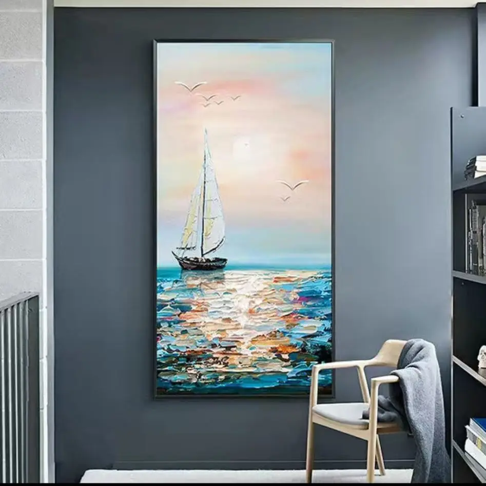 40x80CM Entrance Decoration Painting Nordic Abstract Oil Painting Sunrise Sea Home Room Wall Art Mural With Aluminum Alloy Frame
40x80CM Entrance Decoration Painting Nordic Abstract Oil Painting Sunrise Sea Home Room Wall Art Mural With Aluminum Alloy Frame