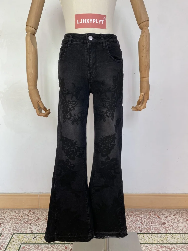 Женские узкие расклешенные брюки с цветочным принтом для молодых девушек, уличная одежда с высокой талией, модные брюки, женские винтажные джинсовые брюки
Женские узкие расклешенные брюки с цветочным принтом для молодых девушек, уличная одежда с высокой талией, модные брюки, женские винтажные джинсовые брюки