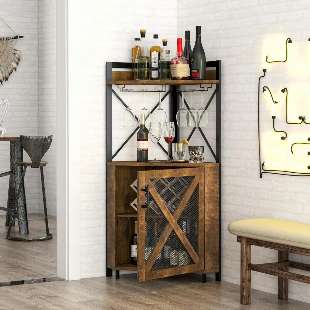 Corner Wine Cabinet with Storage, Wine Bar Cabinet with Glass Holder, Liquor Cabinet with Metal Mesh Doors & Adjustable Shelf fo
Corner Wine Cabinet with Storage, Wine Bar Cabinet with Glass Holder, Liquor Cabinet with Metal Mesh Doors & Adjustable Shelf fo