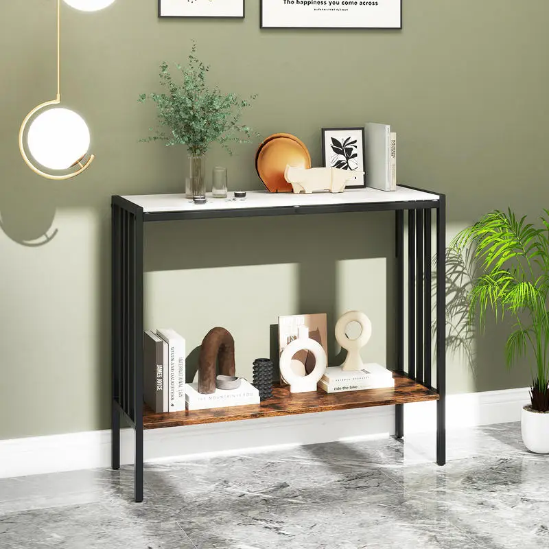 36 Inch Console Table 2-Tier Industrial Foyer Table with Sintered Stone Tabletop
36 Inch Console Table 2-Tier Industrial Foyer Table with Sintered Stone Tabletop