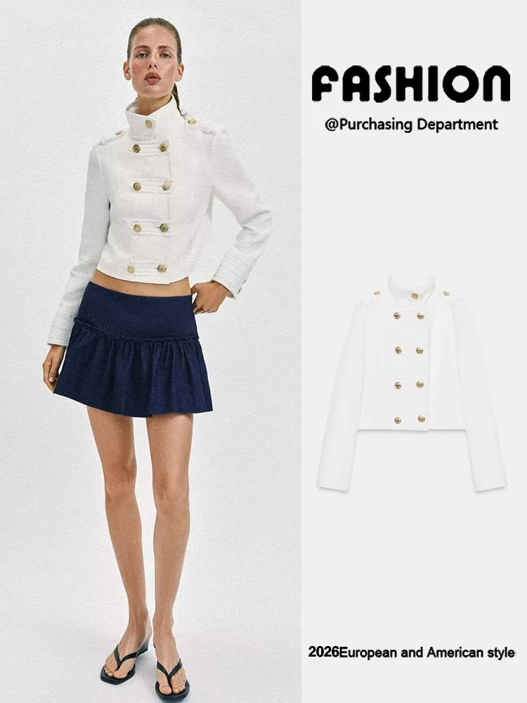 Spring New Arrival Women's Elegant Long Sleeve High Collar Gold Button Double Breasted Jacket Short Style European Fashion
Spring New Arrival Women's Elegant Long Sleeve High Collar Gold Button Double Breasted Jacket Short Style European Fashion