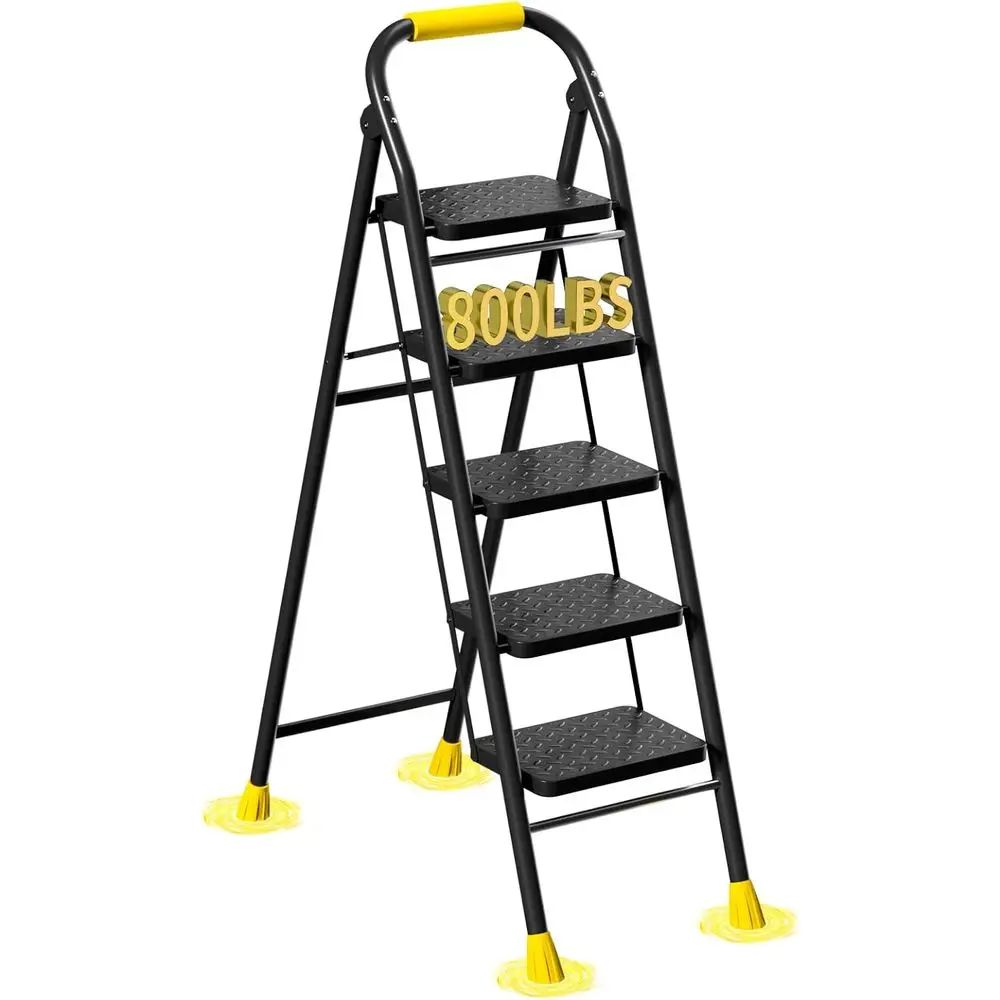5 Step Ladder, oldable Step Stool with Wide Anti-Slip Pedal & Thick Rubber eet, Cushioned Handle, Sae-Lock Design, olding Portab
5 Step Ladder, oldable Step Stool with Wide Anti-Slip Pedal & Thick Rubber eet, Cushioned Handle, Sae-Lock Design, olding Portab