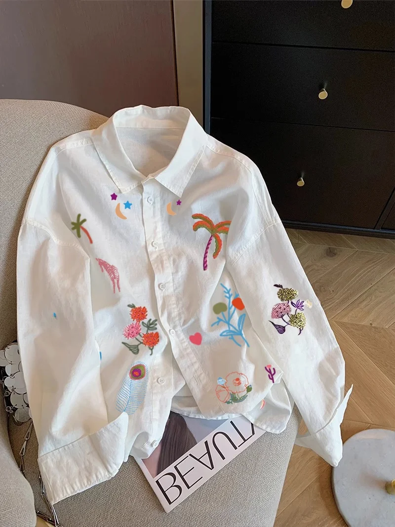 Summer Women's Ne Long Sve irt Floral Print Loose Fit Sun Protection Outerwear Casual Versatile Sle Warmth Feature
Summer Women's Ne Long Sve irt Floral Print Loose Fit Sun Protection Outerwear Casual Versatile Sle Warmth Feature
