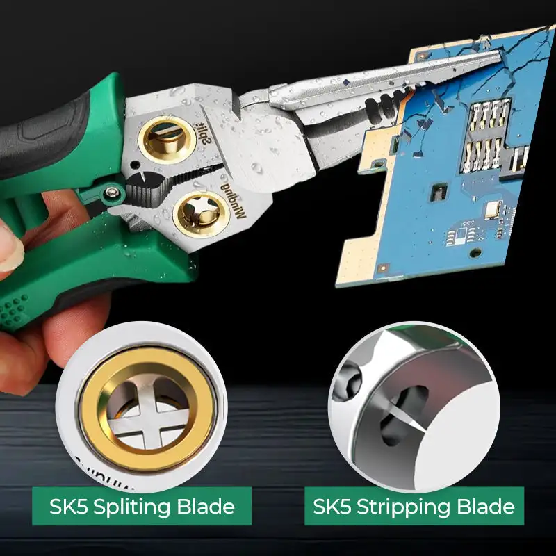 8 in 1 Stainless Steel Wire Stripping Needle Nose Pliers Non-slip Multi-function Wire Stripper with Electricity Tester Function
8 in 1 Stainless Steel Wire Stripping Needle Nose Pliers Non-slip Multi-function Wire Stripper with Electricity Tester Function