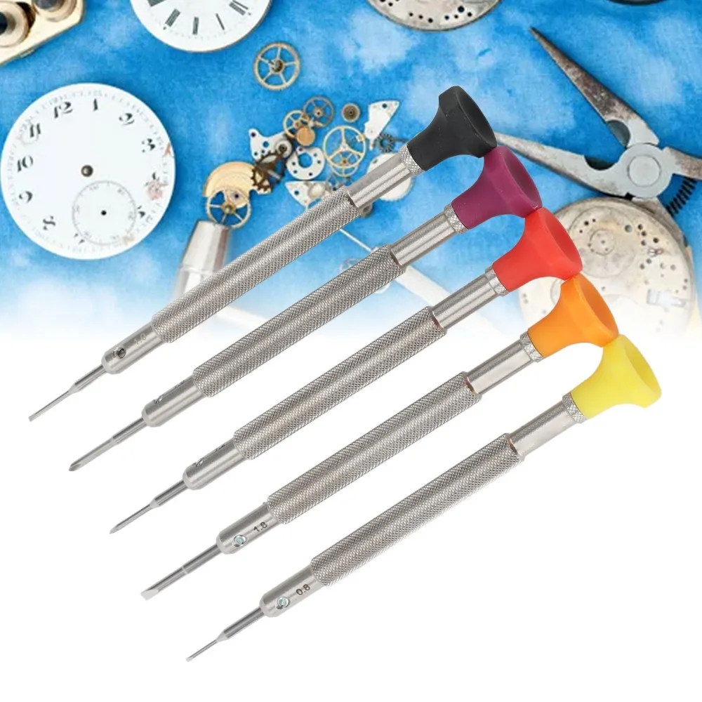 5Pcs Micro Mini Precision Screwdriver 5 Blades Non-slip Watch Repair Kit Boxed Cross & Flat Screw Driver Set Strap Disassembly
5Pcs Micro Mini Precision Screwdriver 5 Blades Non-slip Watch Repair Kit Boxed Cross & Flat Screw Driver Set Strap Disassembly