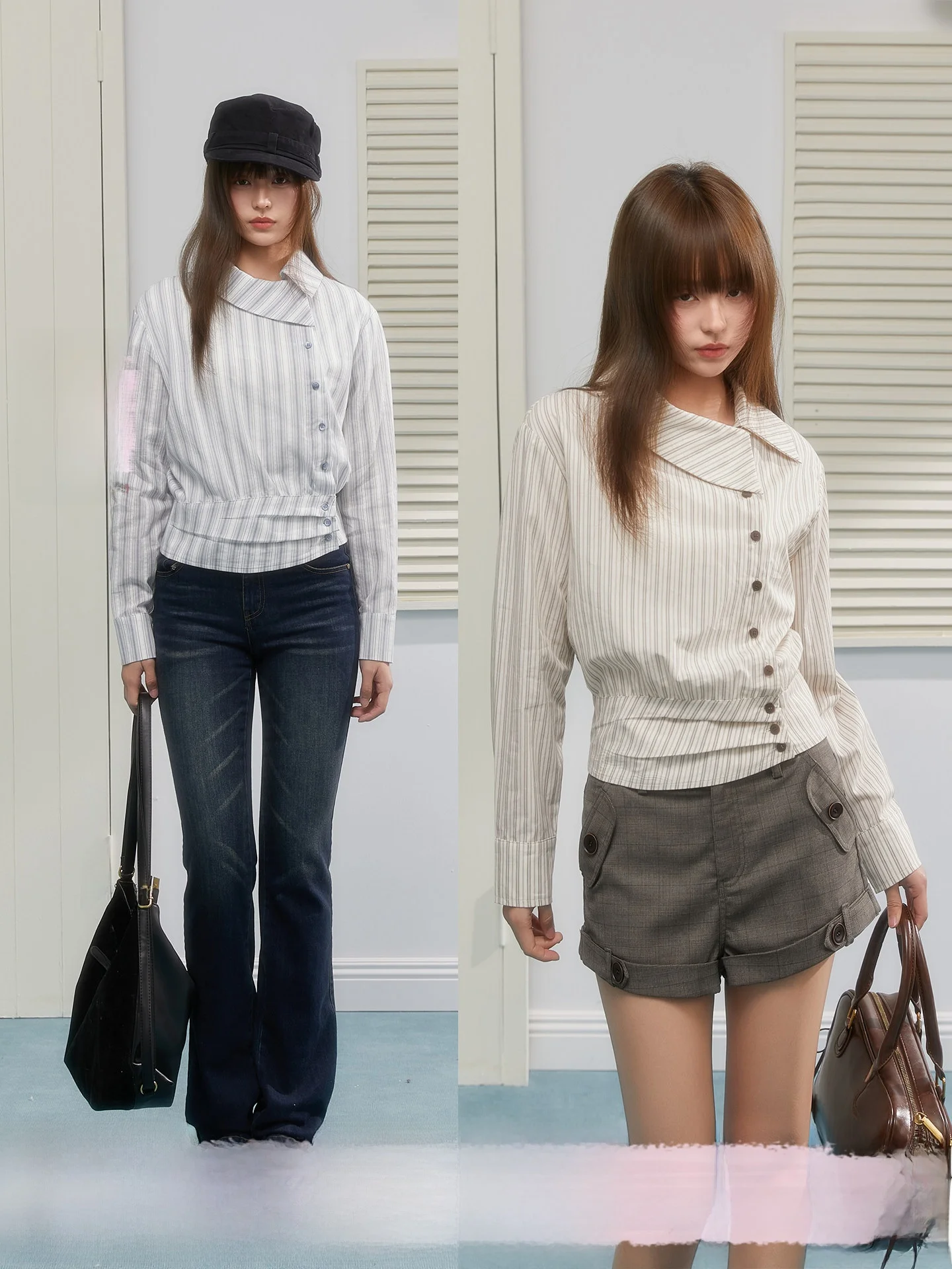 STA Long Sleeve Shirt Waist Cinching Asymmetrical Design Turn-down Collar Striped Pattern Girl's Spring Fashion Cotton P...
STA Long Sleeve Shirt Waist Cinching Asymmetrical Design Turn-down Collar Striped Pattern Girl's Spring Fashion Cotton P...