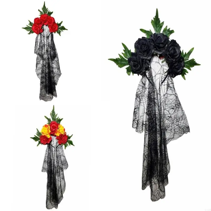 Black Resin Hairband With Polyester Mesh And Floral Design Cosplays Accessories For Halloween Cosplays Event
Black Resin Hairband With Polyester Mesh And Floral Design Cosplays Accessories For Halloween Cosplays Event