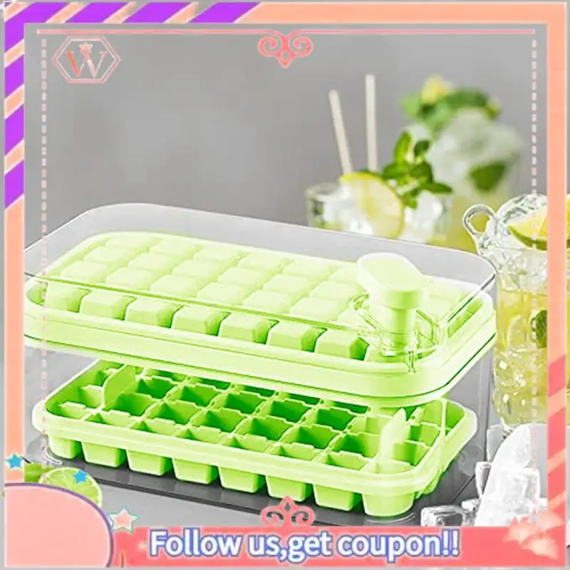 1Set Ice-Cube Tray With Lid And Bin Ice-Cube Trays For Freezer 32 Pcs Ice-Cube Mold (Green)
1Set Ice-Cube Tray With Lid And Bin Ice-Cube Trays For Freezer 32 Pcs Ice-Cube Mold (Green)