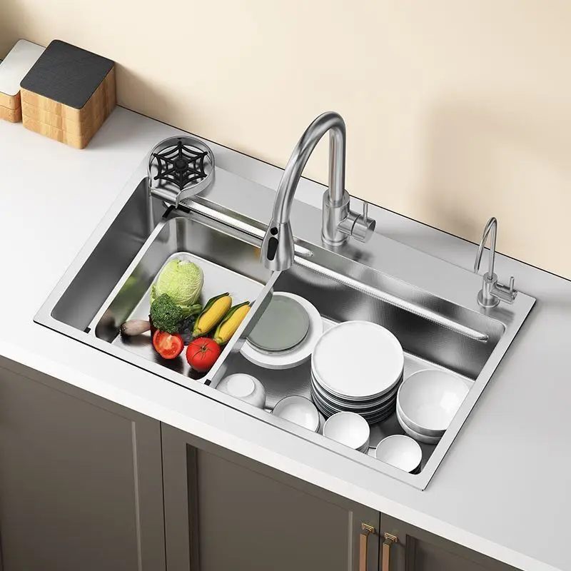Кухонная мойка, большая одинарная прорезь, маленькая бытовая раковина с тиснением рисового зерна, утолщенная раковина для овощей из нержавеющей стали 304, посудомоечная машина
Кухонная мойка, большая одинарная прорезь, маленькая бытовая раковина с тиснением рисового зерна, утолщенная раковина для овощей из нержавеющей стали 304, посудомоечная машина