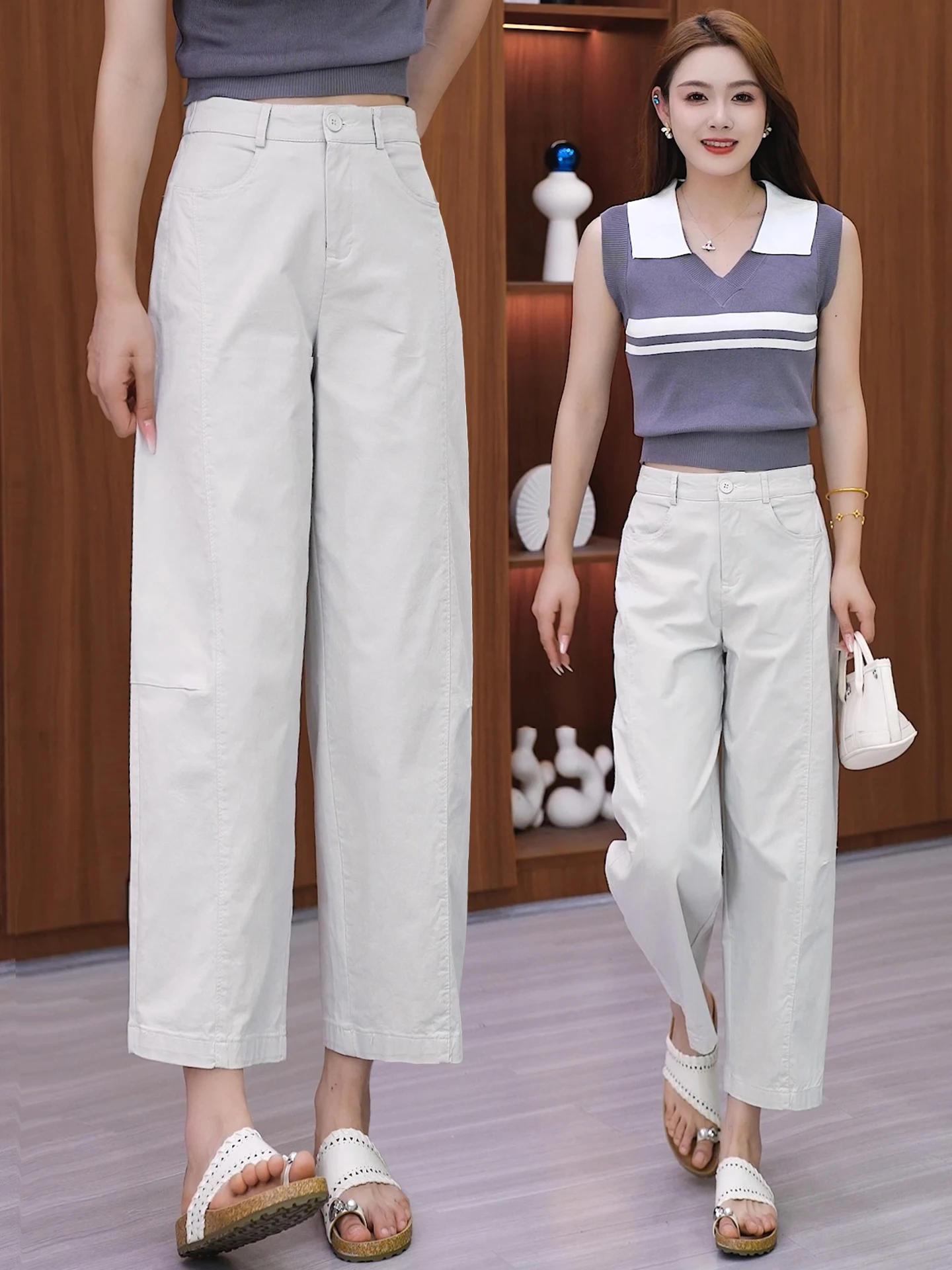 High Waist Wide Leg Knife Pants Women's Summer Thin Loose Casual Straight Tube Scythe Pants Nine Points Small Size
High Waist Wide Leg Knife Pants Women's Summer Thin Loose Casual Straight Tube Scythe Pants Nine Points Small Size