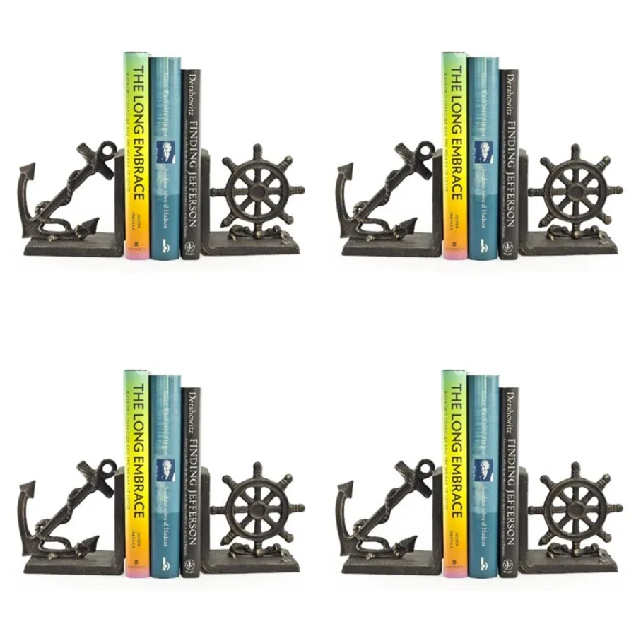 . ZI08303 Nautical/Coastal Home Decor - 2-Piece Metal Bookend Set with Anchor and Captain's Wheel
. ZI08303 Nautical/Coastal Home Decor - 2-Piece Metal Bookend Set with Anchor and Captain's Wheel