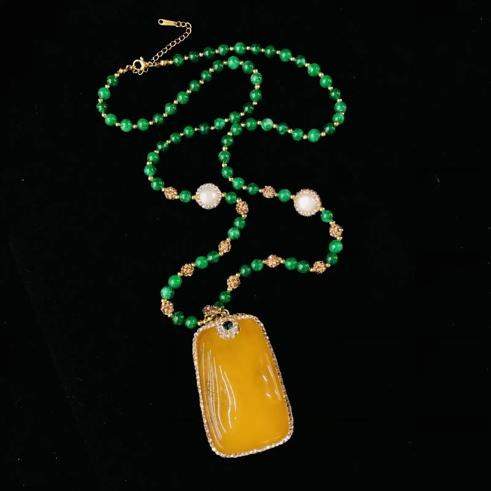 Long 70cm Green Jade Beads 18KGP Yellow Jade Pendant Necklace AAA
Long 70cm Green Jade Beads 18KGP Yellow Jade Pendant Necklace AAA