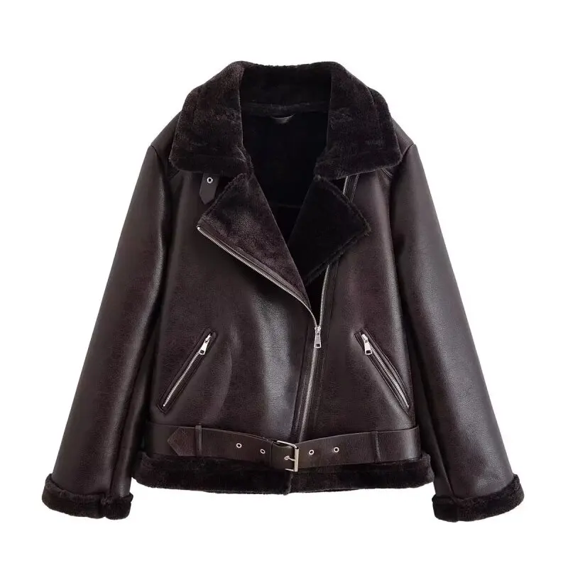 Vintage Lady Faux Leather Fur Jacket Locomotive Style Thickened Lapel PU Coat Famale Streetwear Winter Women Warm Outerwear
Vintage Lady Faux Leather Fur Jacket Locomotive Style Thickened Lapel PU Coat Famale Streetwear Winter Women Warm Outerwear