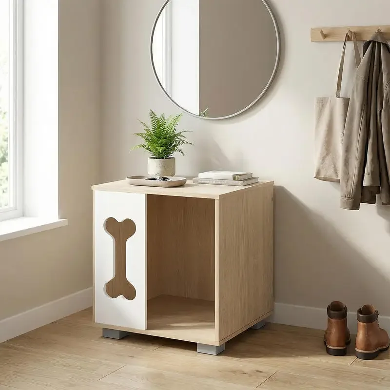 Cat Bed Side Table Wooden Cat Condo with Bone-shape Window and Thick Metal Legs-Natural
Cat Bed Side Table Wooden Cat Condo with Bone-shape Window and Thick Metal Legs-Natural