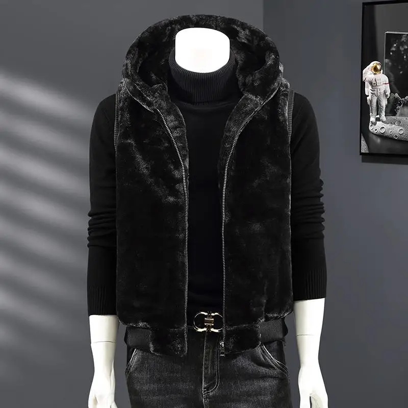 Autumn Winter Thiened Warmth Plu Vest Men's Hooded Faux Fur Zipper Cardigan Couples Vest Outerwear European Goods
Autumn Winter Thiened Warmth Plu Vest Men's Hooded Faux Fur Zipper Cardigan Couples Vest Outerwear European Goods