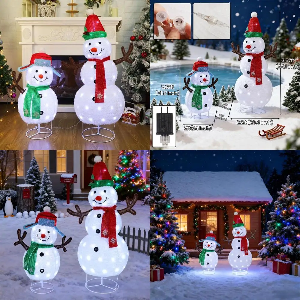 Pair of 3.6ft & 2.6ft Pre-Lit White Snowman Outdoor Christmas Decorations, Collapsible LED Yard Art for Holiday Season
Pair of 3.6ft & 2.6ft Pre-Lit White Snowman Outdoor Christmas Decorations, Collapsible LED Yard Art for Holiday Season