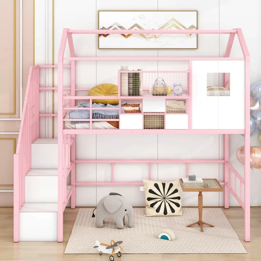 Twin Loft Bed with Cabinet, Solid Metal House Bed for Kids, Solid Construction Children Beds
Twin Loft Bed with Cabinet, Solid Metal House Bed for Kids, Solid Construction Children Beds