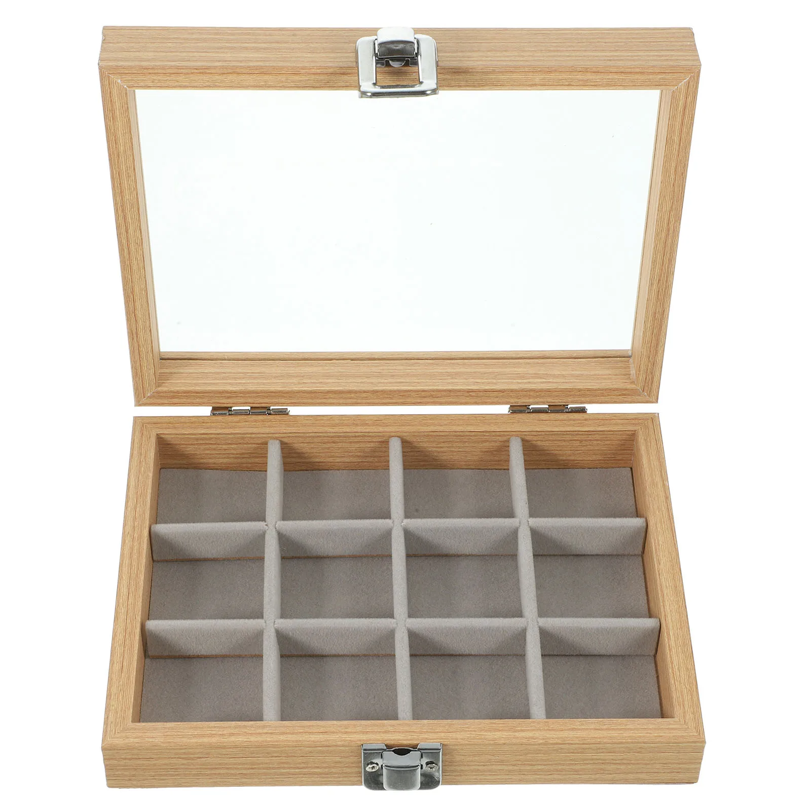 Wooden Jewelry Box 12 Grids Portable Small Size Multi Compartments Clear Lid Storage Display Box for Necklace Earrings
Wooden Jewelry Box 12 Grids Portable Small Size Multi Compartments Clear Lid Storage Display Box for Necklace Earrings