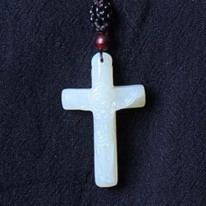29*47mm Certified Natural White Jade Cross Charm Necklace Men Women Chinese Nephrite Hetian Jade Jesus Cross Pendant Necklaces
29*47mm Certified Natural White Jade Cross Charm Necklace Men Women Chinese Nephrite Hetian Jade Jesus Cross Pendant Necklaces