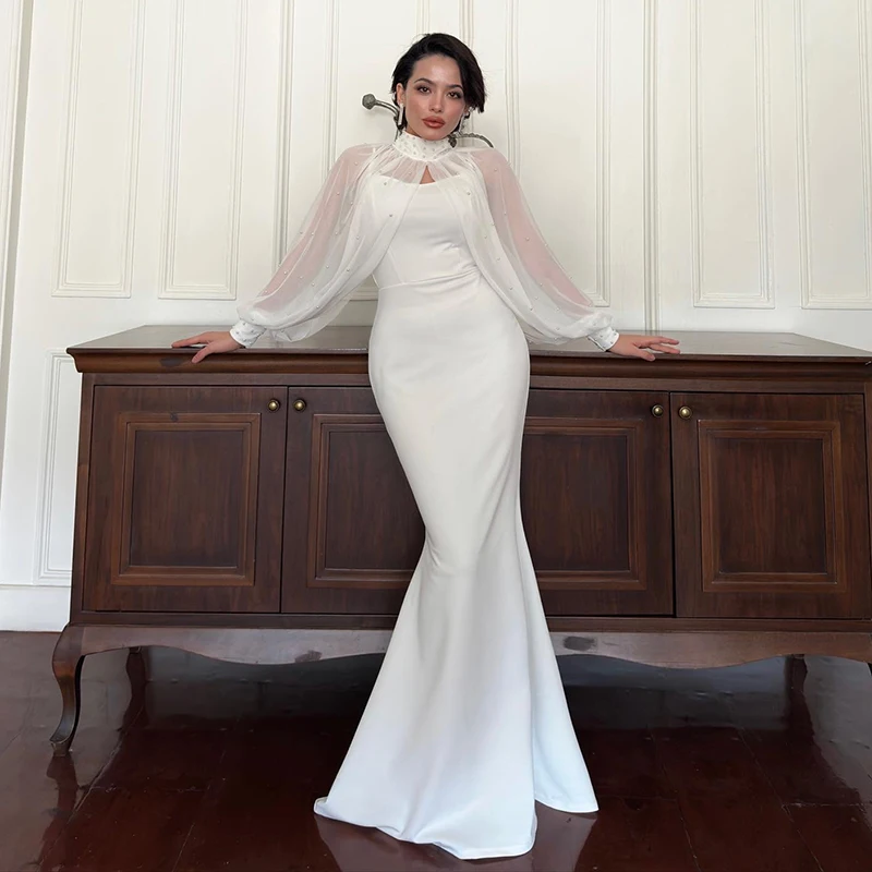 Eightree Women Mermaid Wedding Dresses Puff Sleeve Floor Length Satin Bridal Dress Formal Boho Evening Wedding Gowns Custom Size
Eightree Women Mermaid Wedding Dresses Puff Sleeve Floor Length Satin Bridal Dress Formal Boho Evening Wedding Gowns Custom Size