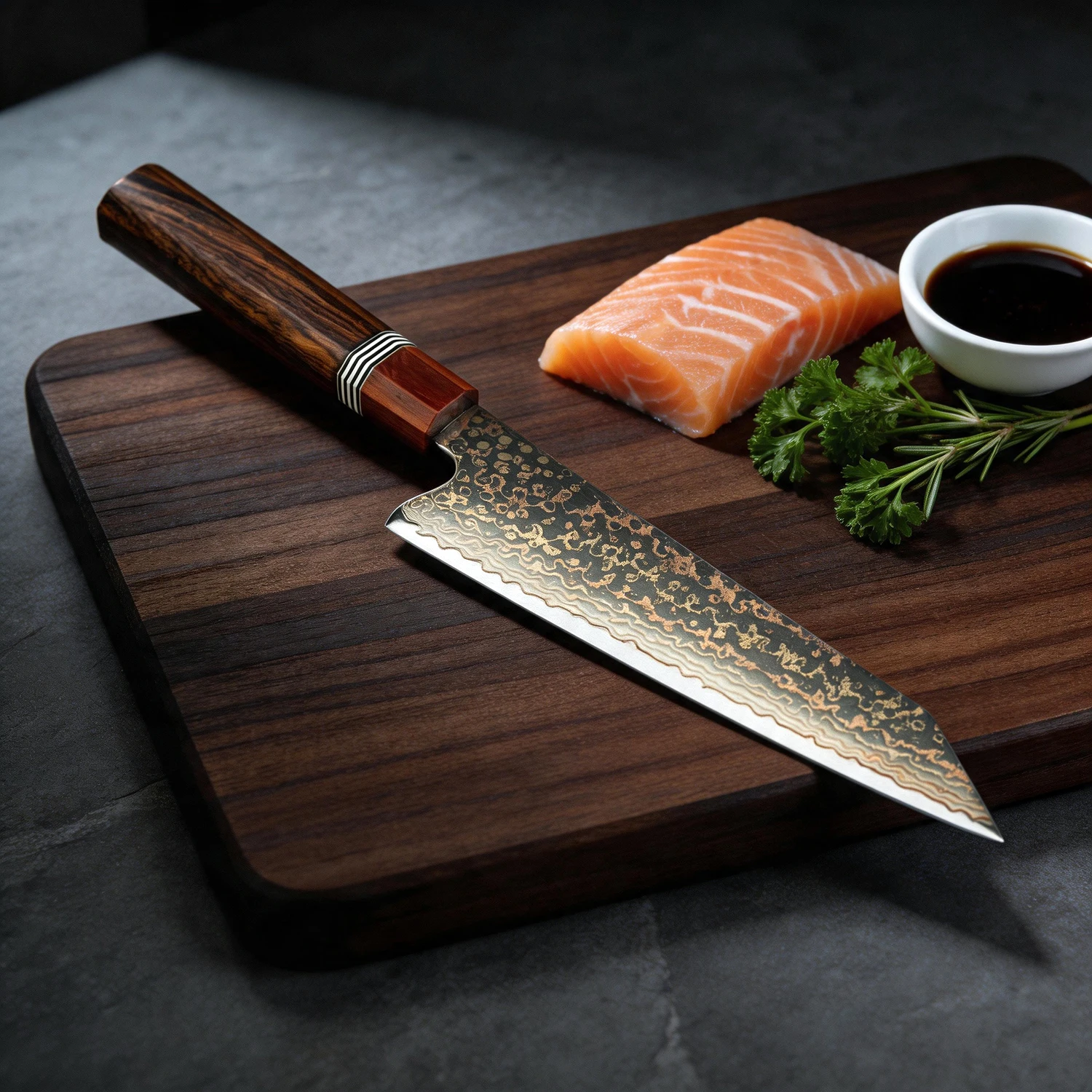 XITUO Handmade Japanese Kiritsuke Knife 37 Layers Copper Damascus Steel Rosewood Handle Sharp Edge Professional Chef Knife
XITUO Handmade Japanese Kiritsuke Knife 37 Layers Copper Damascus Steel Rosewood Handle Sharp Edge Professional Chef Knife