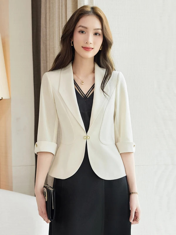 Elegant Casual Women's Suit Jacket Spring Summer New Style High Quality Short Length Seven Sleeve Polyester Fiber Breathable
Elegant Casual Women's Suit Jacket Spring Summer New Style High Quality Short Length Seven Sleeve Polyester Fiber Breathable