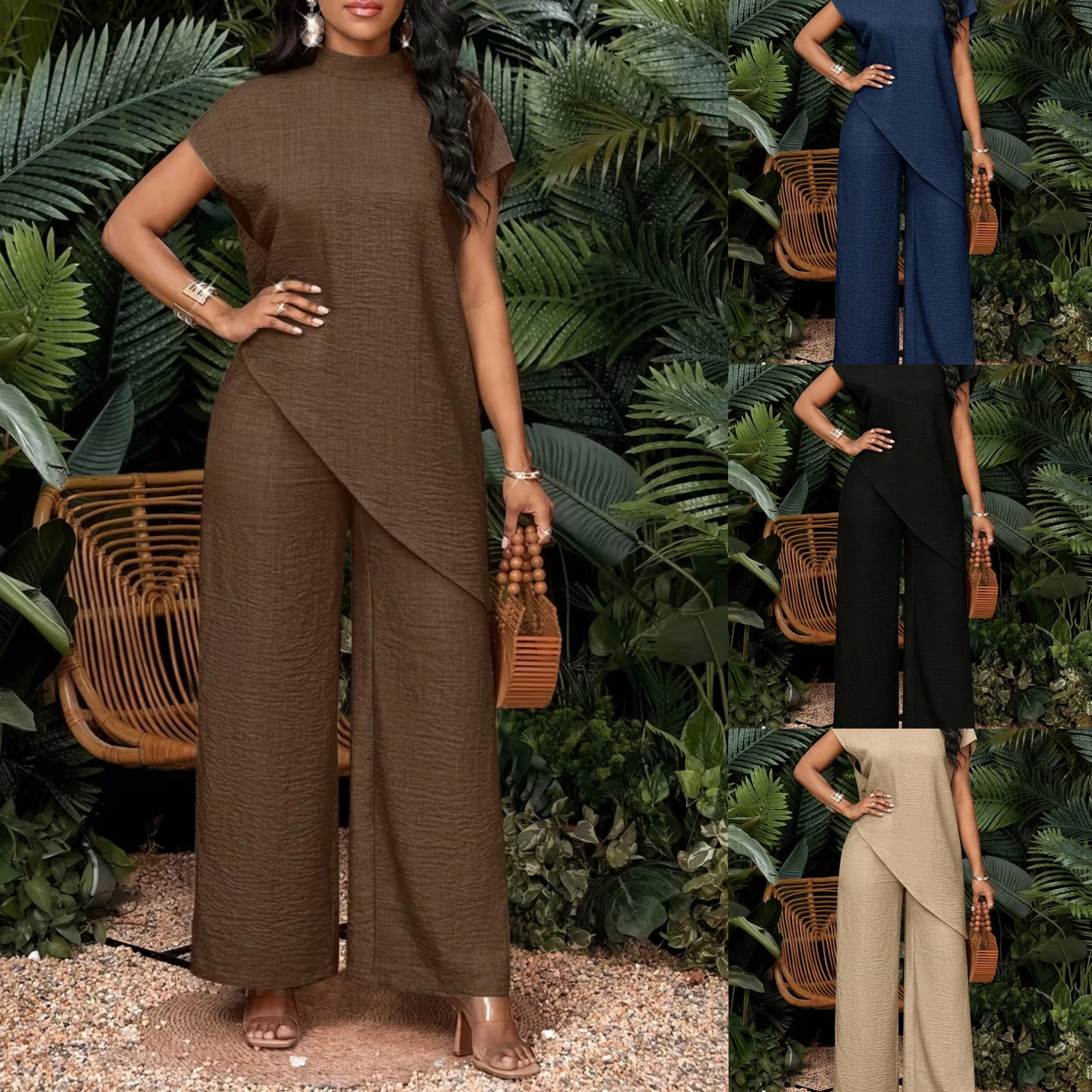 Casual Asymmetrical Hem Top And Pants Set Women's Color Two-Piece Suit Summer Fashion Outfit Long Sleeve Short Sleeve
Casual Asymmetrical Hem Top And Pants Set Women's Color Two-Piece Suit Summer Fashion Outfit Long Sleeve Short Sleeve