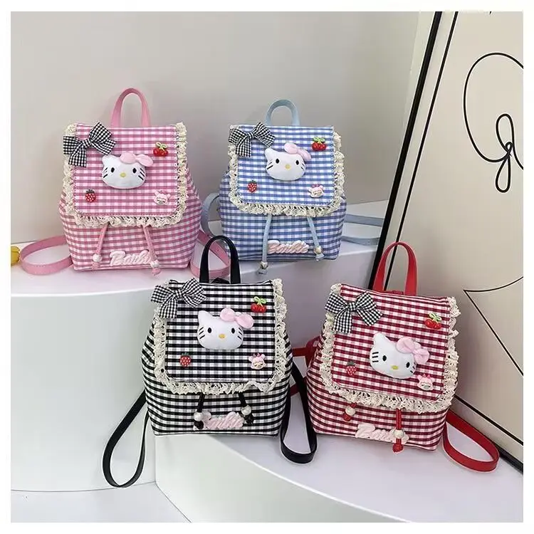 Kawaii Sanrio Hello Kitty Mini Backpack Plaid Lace Bow Strawberry Cherry Decor Drawstring Small Shoulder Bag Cute Casual Handbag
Kawaii Sanrio Hello Kitty Mini Backpack Plaid Lace Bow Strawberry Cherry Decor Drawstring Small Shoulder Bag Cute Casual Handbag