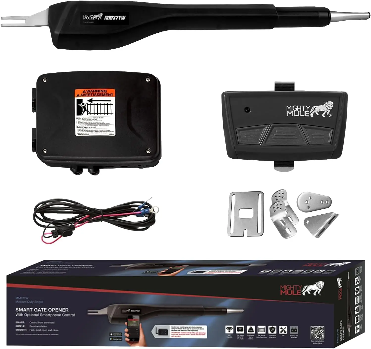 MM371W Automatic Gate Opener, Smart and Solar Ready, Includes Gate Opener Remote and More-Up to 16ft Long or 550lb, Black, 1
MM371W Automatic Gate Opener, Smart and Solar Ready, Includes Gate Opener Remote and More-Up to 16ft Long or 550lb, Black, 1