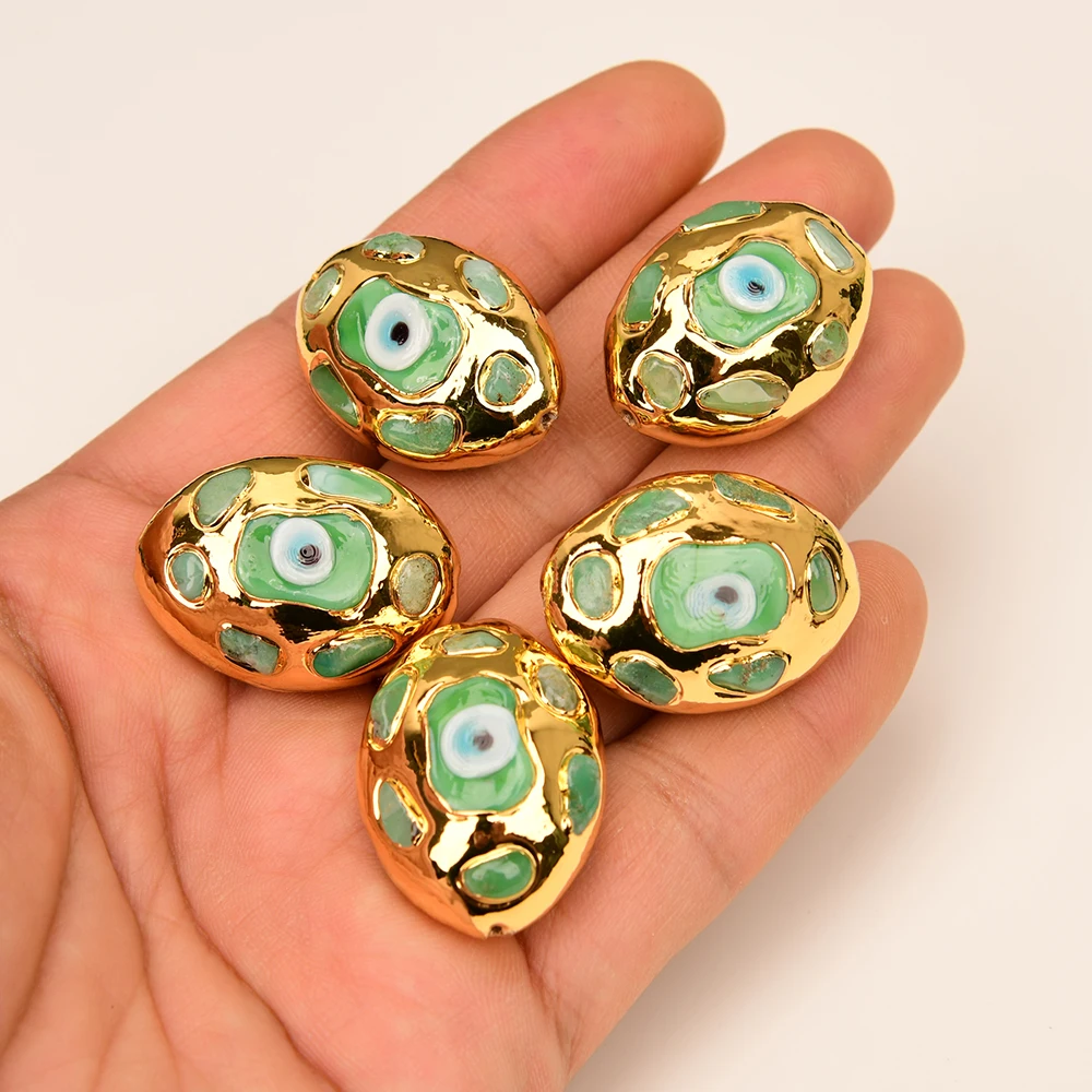 APDGG Wholesale 5 Pcs Natural Chrysoprase Oval Egg Shape Eye Beads Gold Plated For Jewelry Making DIY
APDGG Wholesale 5 Pcs Natural Chrysoprase Oval Egg Shape Eye Beads Gold Plated For Jewelry Making DIY