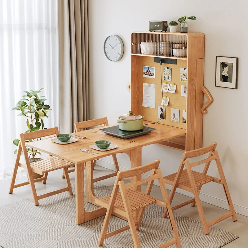 Modern simple small apartment hanging telescopic folding dining table and chair combination, household solid wood dining table
Modern simple small apartment hanging telescopic folding dining table and chair combination, household solid wood dining table
